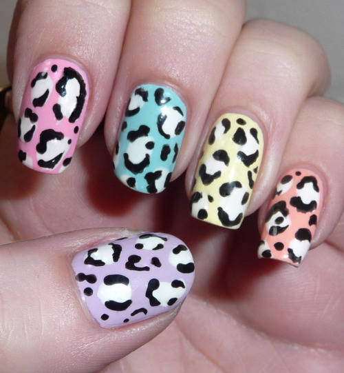 Spring Leopard Print Nail Art