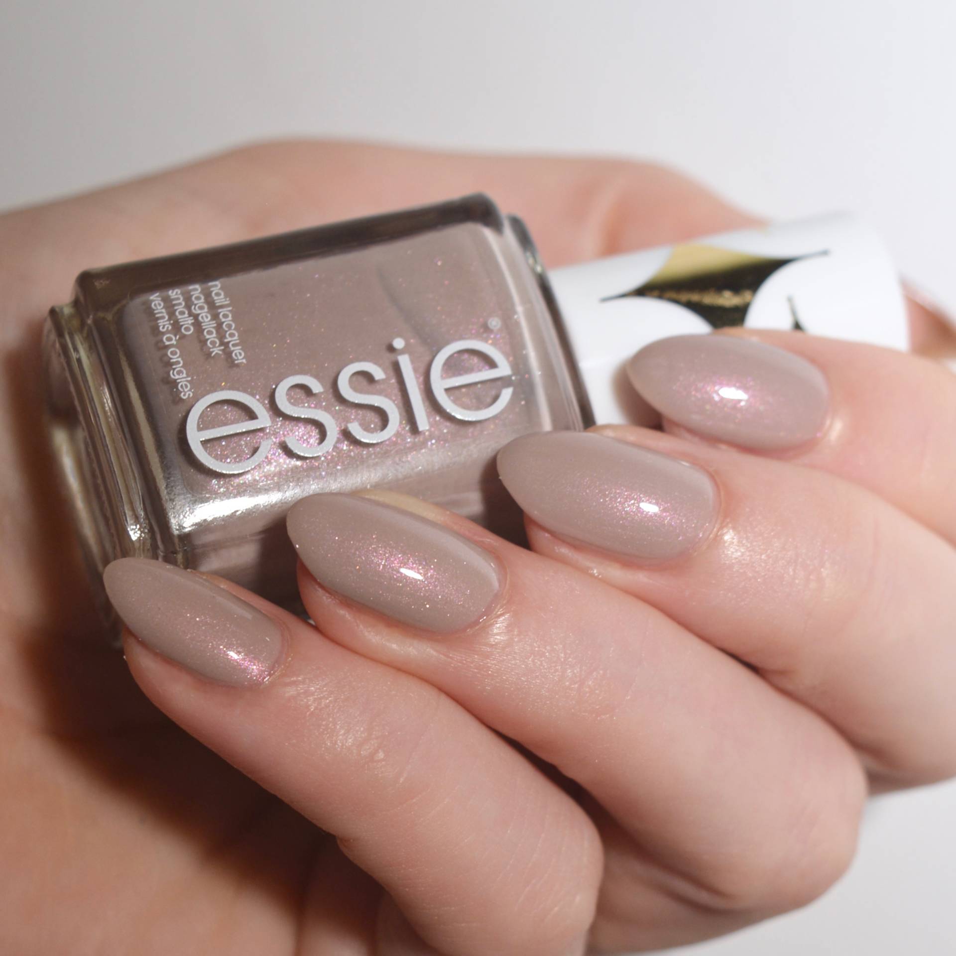 Essie 'Sweet Tart' from the Retro Revival 2017 collection. The perfect grey polish with subtle pink shimmer.